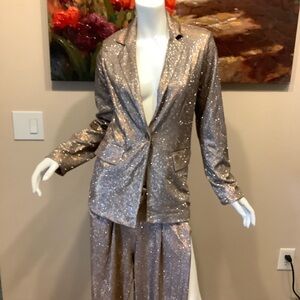 NWT Wild Fable 2PC Shimmering Dark Gold Glitter Pant Suit